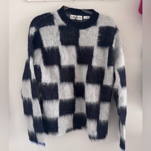 NWT Zankov black grey mohair check sweater size 1